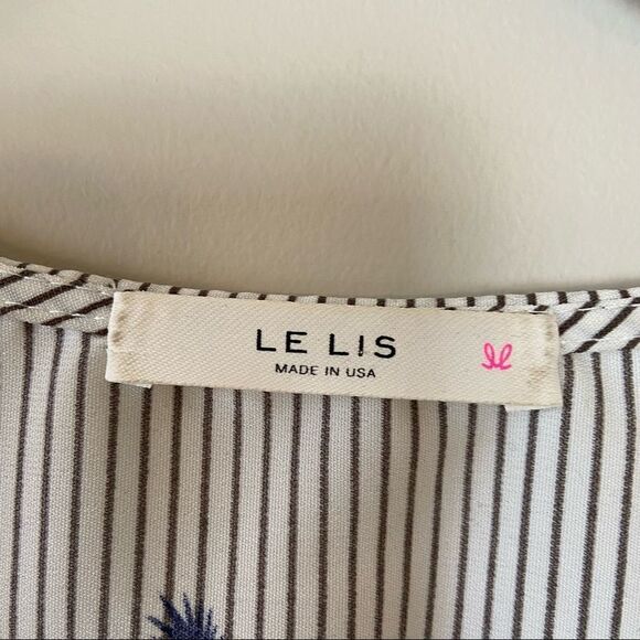 Le Lis-Pinstripe and Pineapple Faux Wrap Slit Bell Sleeve Top (Medium) - Picture 10 of 10